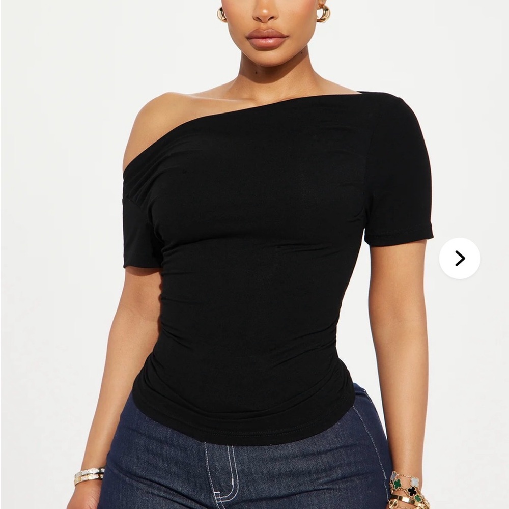 Fashion Nova Black Draped Blouse